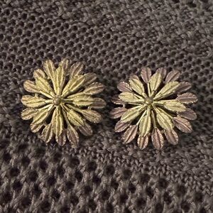 Floral Silver and Purple Earrings